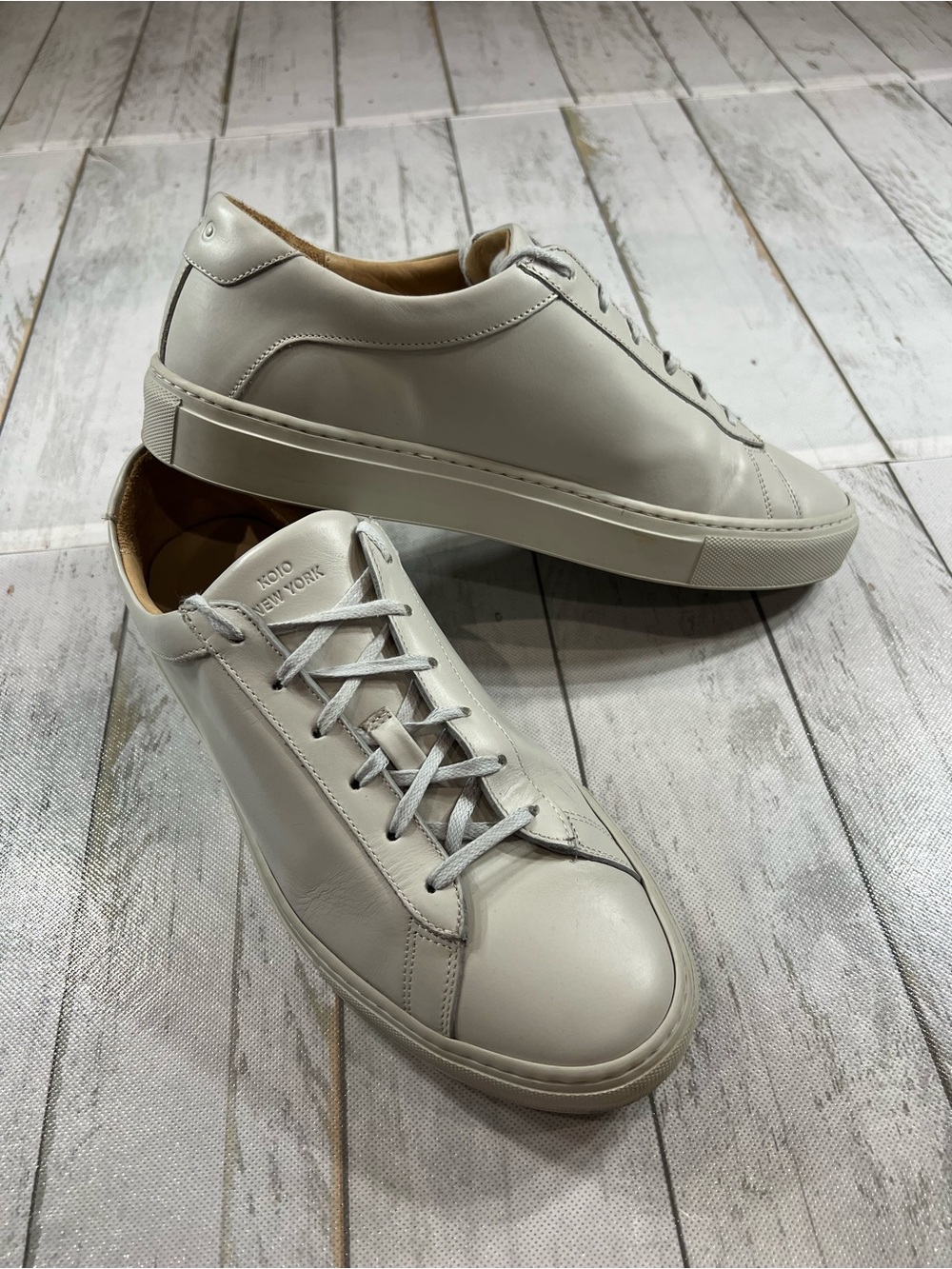 KOIO Capri Premium Leather Low-Top Sneakers - Sandstone/Gray